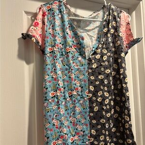 Floral Patchwork Cold shoulder Top